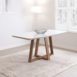 Mesa de Jantar Bennett 1,80m com Vidro NaturalOff White Gloss 2